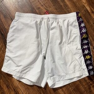 Kappa Medium Men's Grey Purple Logo Strip Shorts